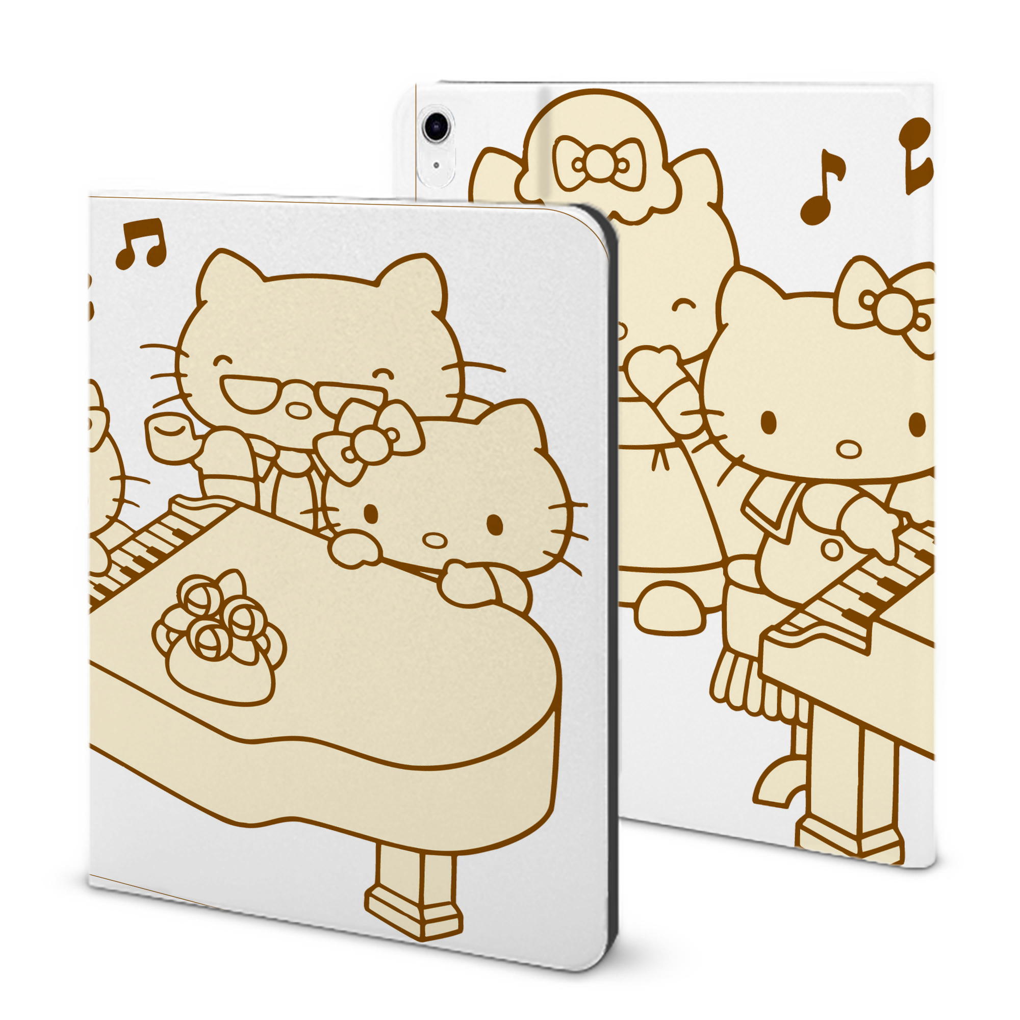 （画像用） Hello Kitty ハローキティ IPad ケース ブック型 PUレザー TPU 耐衝撃 軽量 薄型 ペン収納なし 全面保護 IPad 各モデル対応